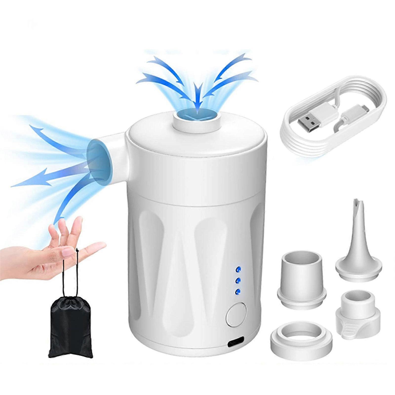 Multi Purpose Cordless Inflator Pump Portables Rechargeable For Pool Floats Inflatable Sofa Lounger  White