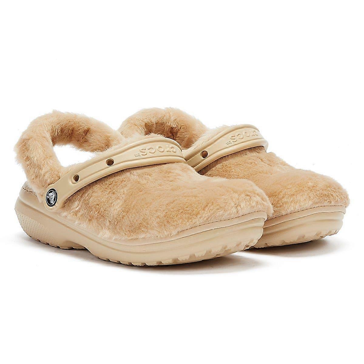 Crocs Classic Fur Sure Womens Chai Clogs