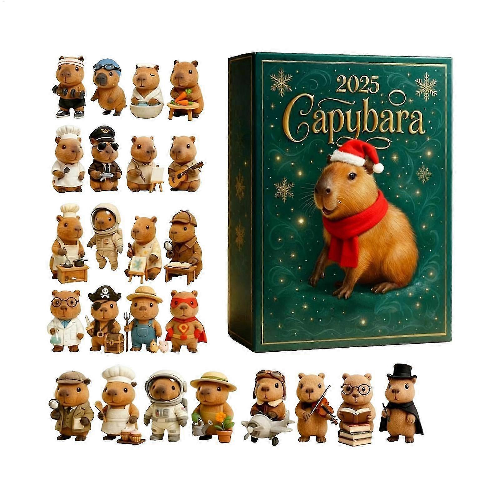 Christmas Capybara Ornaments Advent Calendar with 24 Flat Pendants for Children