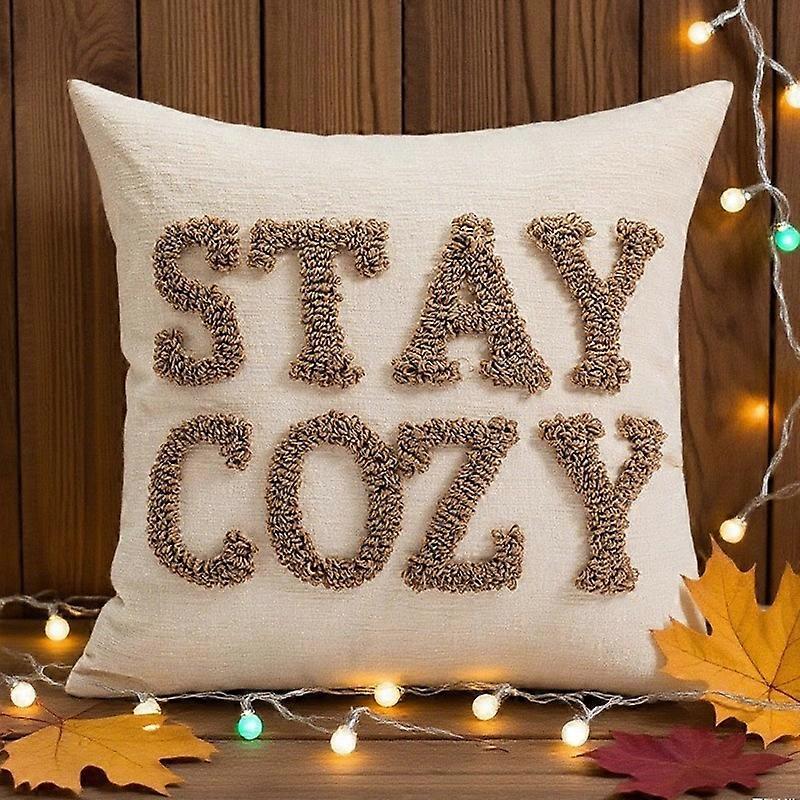 Letter pillowcase 45*45 single pillowcase (without insert) INS style pillowcase Nordic chenille letter backrest pillow bedroom backrest loop