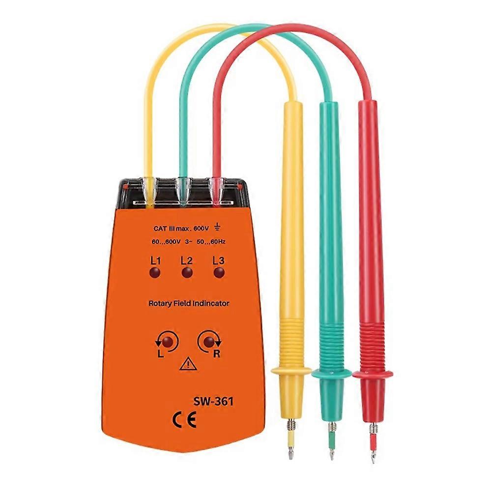 Phase Sequence Tester, 3-Phase AC Rotation Meter, Voltage/Current Detector, Phase Rotation Indicator for Electri