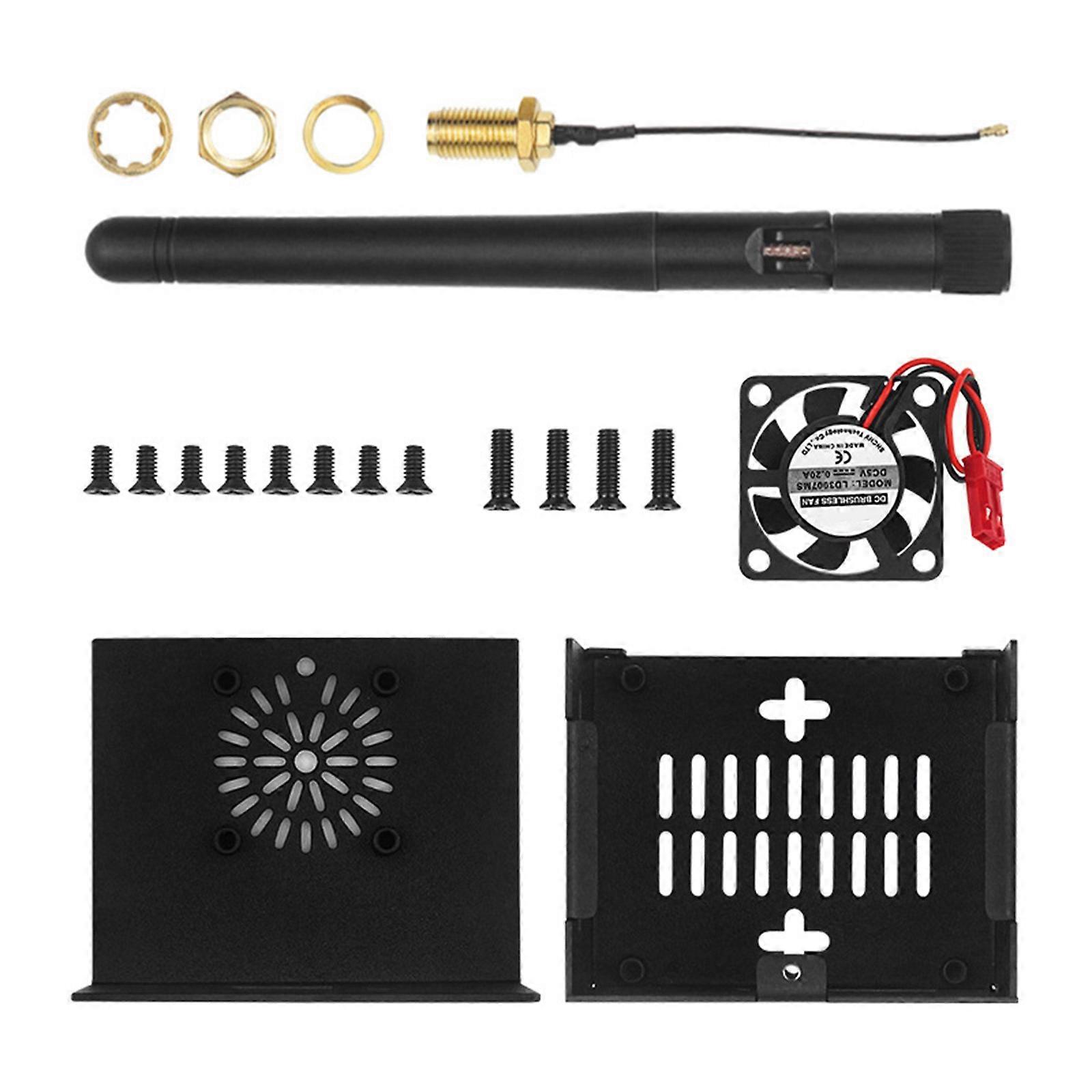 Sleek Metal Case with Cooling Fan and Antenna for Orange Pi 0 3 Board Keep Device Cool and Secure Multicolor