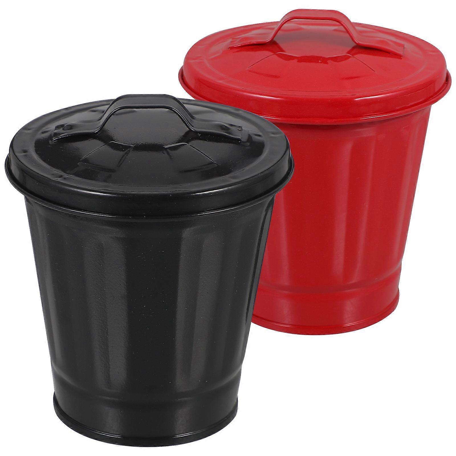 2pcs Multi-functional Desktop Trash Can Small Trash Bin Desktop Organizer Storage Holder