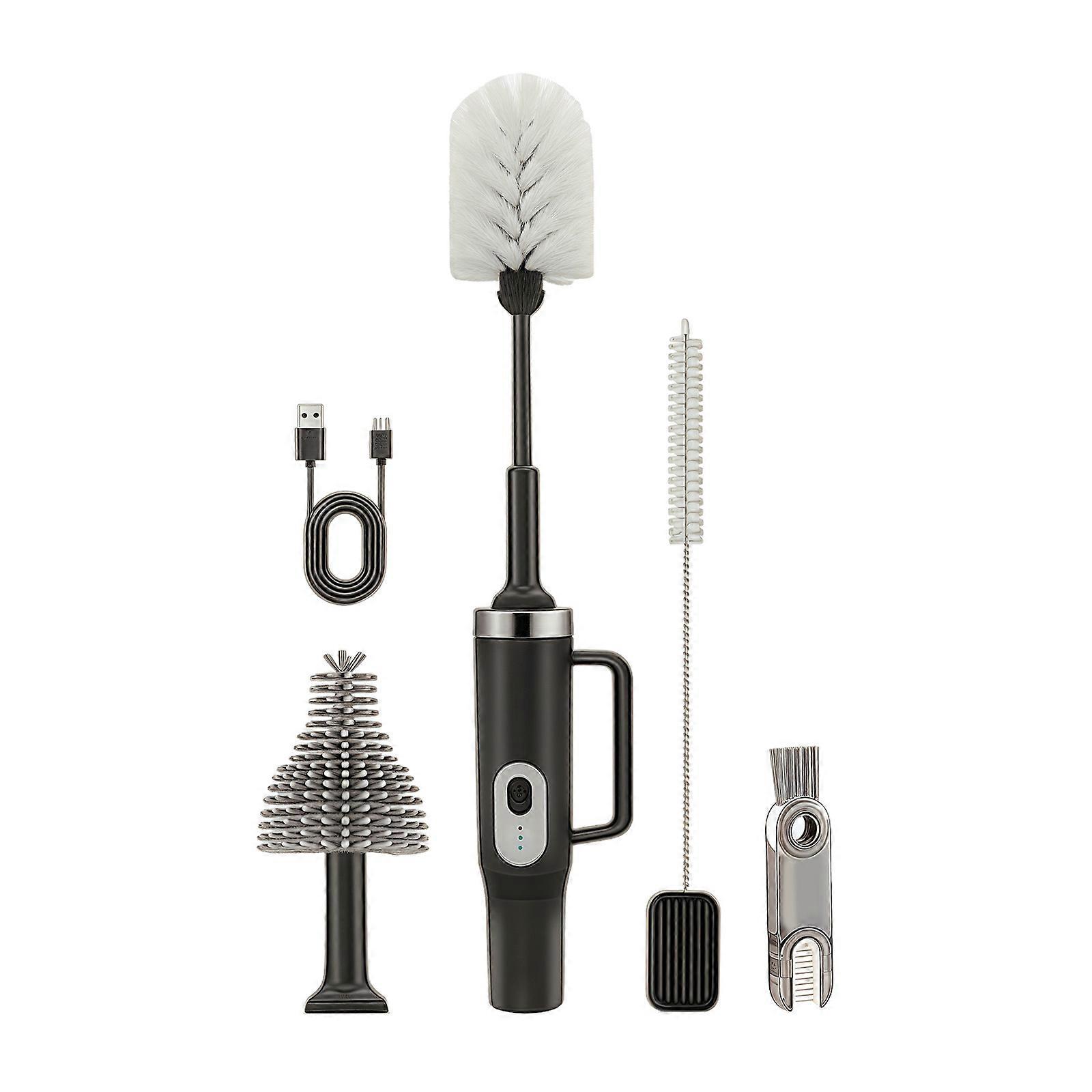 Mobile 5 Appendage Infant Bottle Cleaner Electric Whirling Brush With Extended Handle for Tight Sectors Multicolor