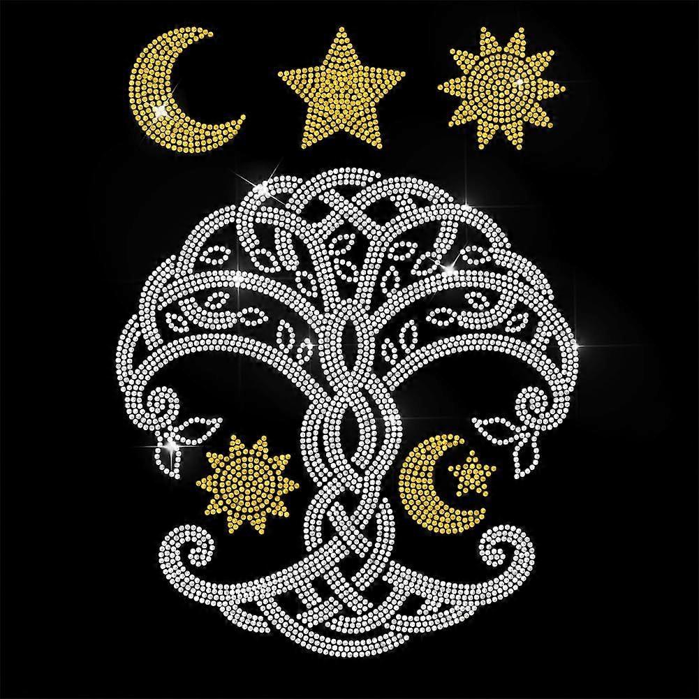 White Rhinestone Iron on Transfer Tree of Life Bling Diamond Hotfix Patches for Clothes 11.6"x8.2" Large Iron On Sequin Applique for Jeans Jacket Caps