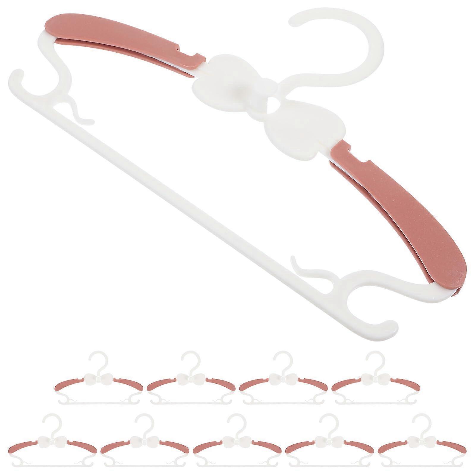 10 Pack Telescopic Plastic Clothes Hangers NonSlip Smooth Finish for Nursery Closet Organizing in Muted Red