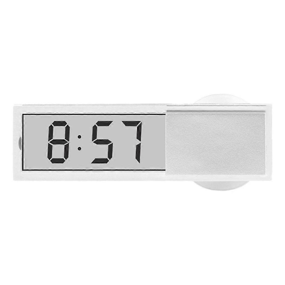 Silver Digital Clock Thermometer with Suction Cup Easy Install Time and Temperature Display