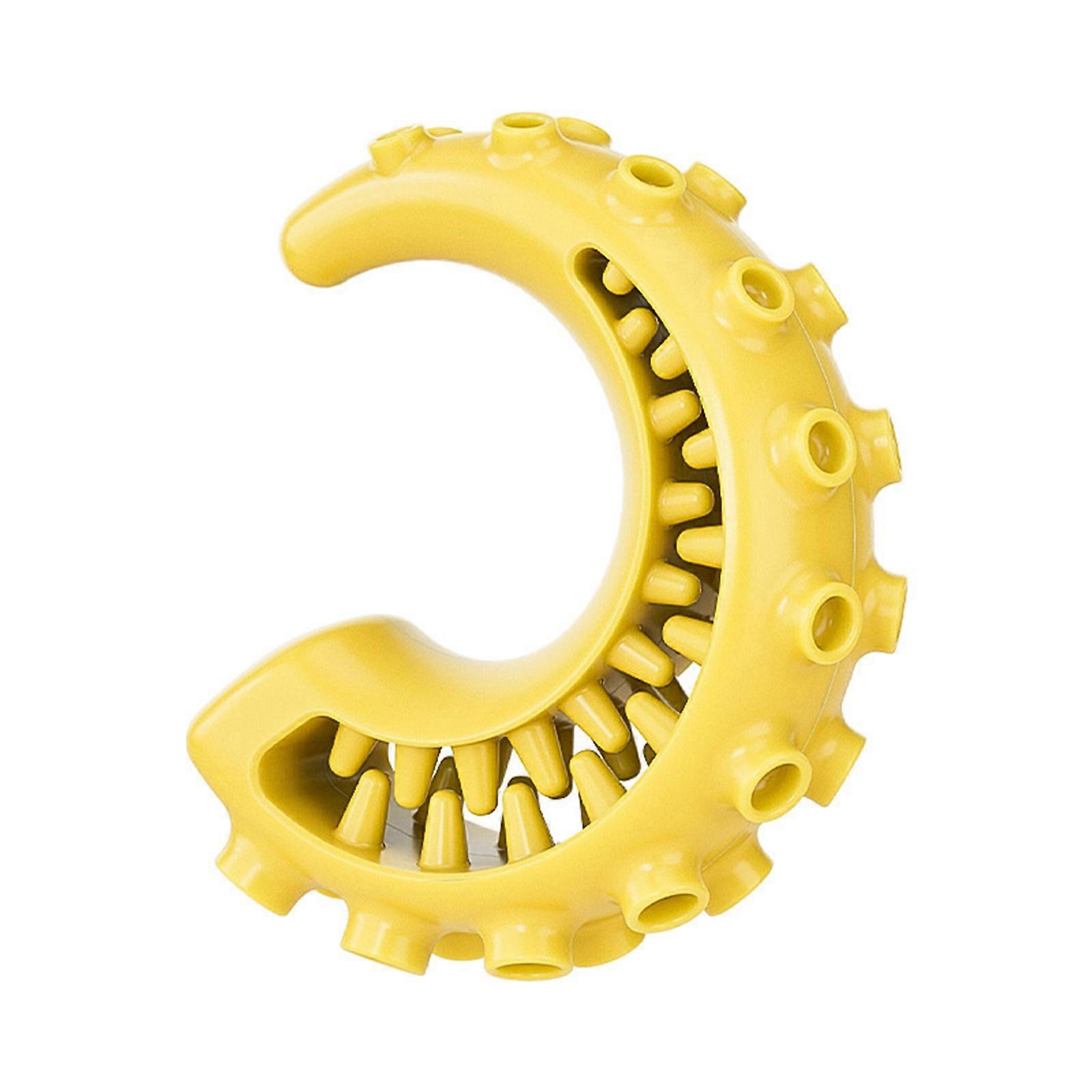 Dog Dental Chew Toy Tentacle Shape Treat Dispenser Slow Feeder Interactive Design Durable Rubber For Aggressive Chewers  Yellow