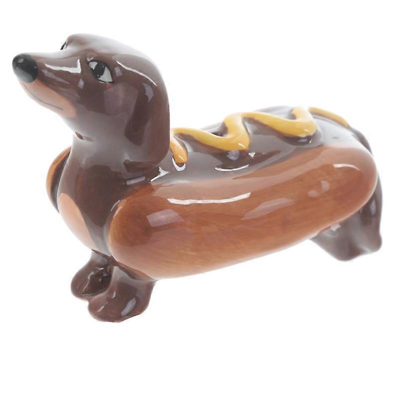Ceramic Salt  Pepper Set - Sausage Dog  Mustard 1 Pack