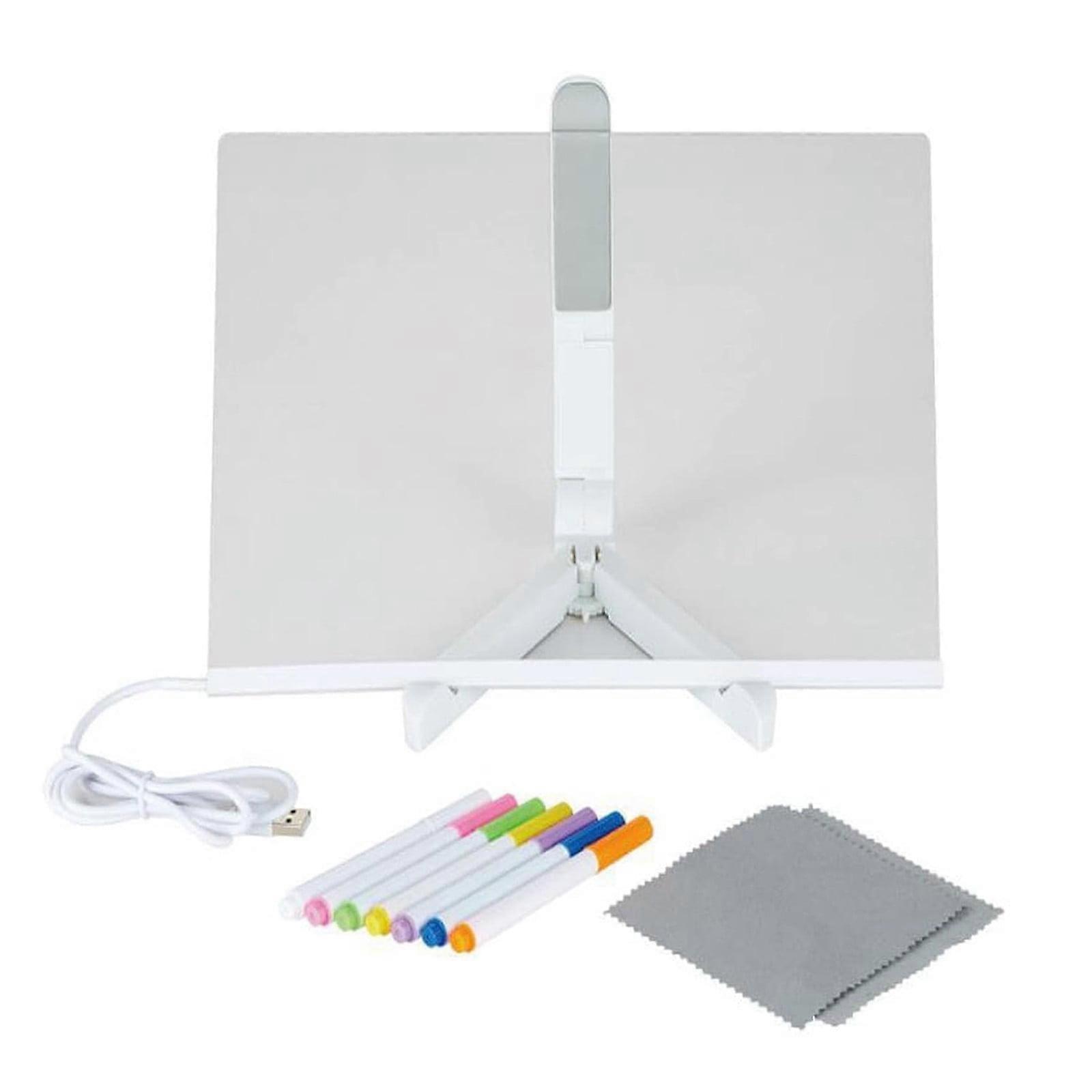 LED Note Board 20x20cm, Glowing Acrylic Message Board with Light, Dry Erase Whiteboard with Stand, Colorful Glow Memo Letter Board