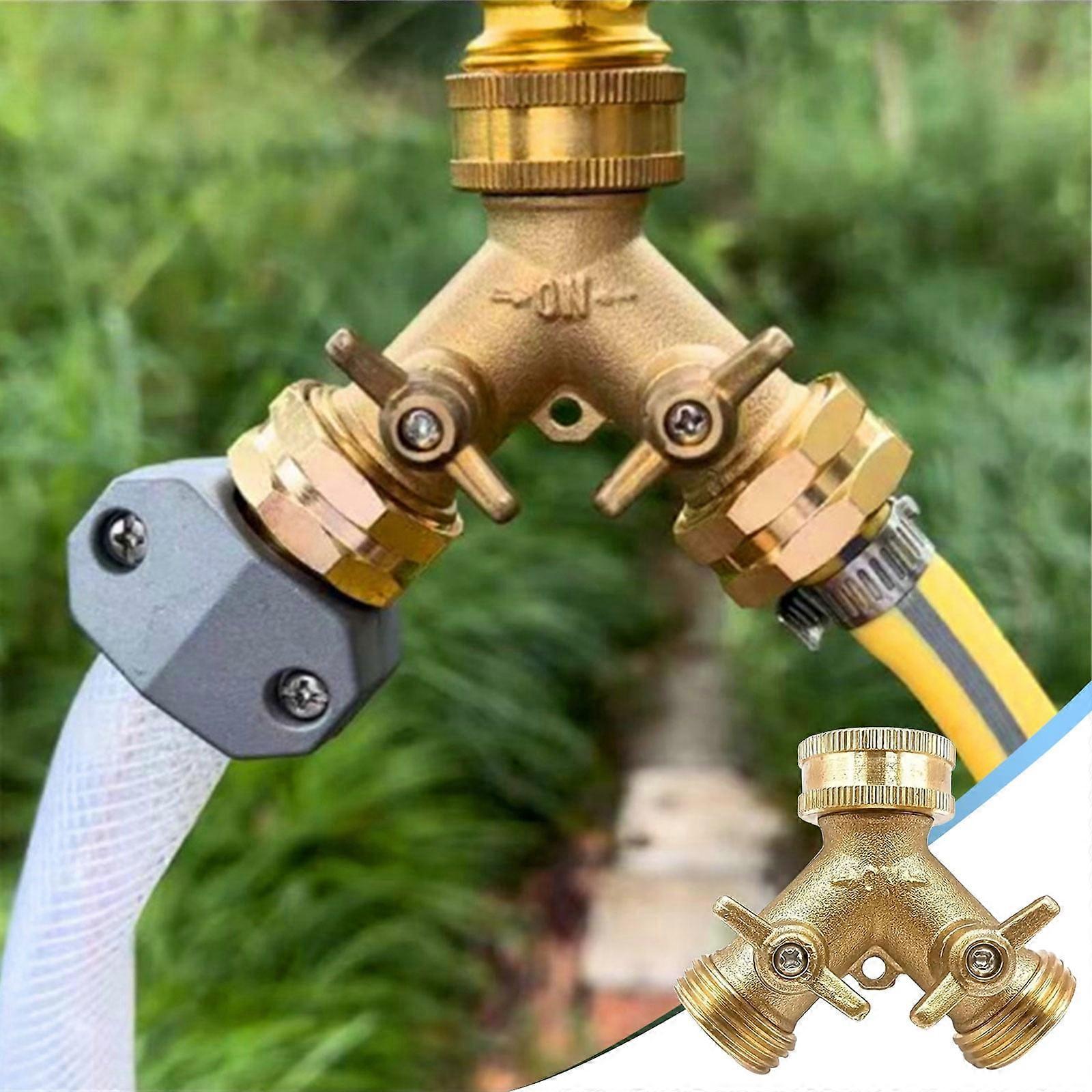 YiFudd Brass Two-way Splitter Garden Hose Splitter Faucet Three-way Watering Copper Joint