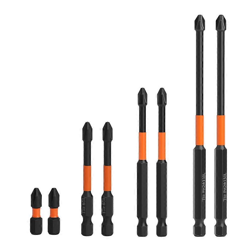 Magnetic Screwdriver Bit Set PH2 Hex Shank AntiSlip Drill Bits for Power Tools, 8pcs 4 Sizes
