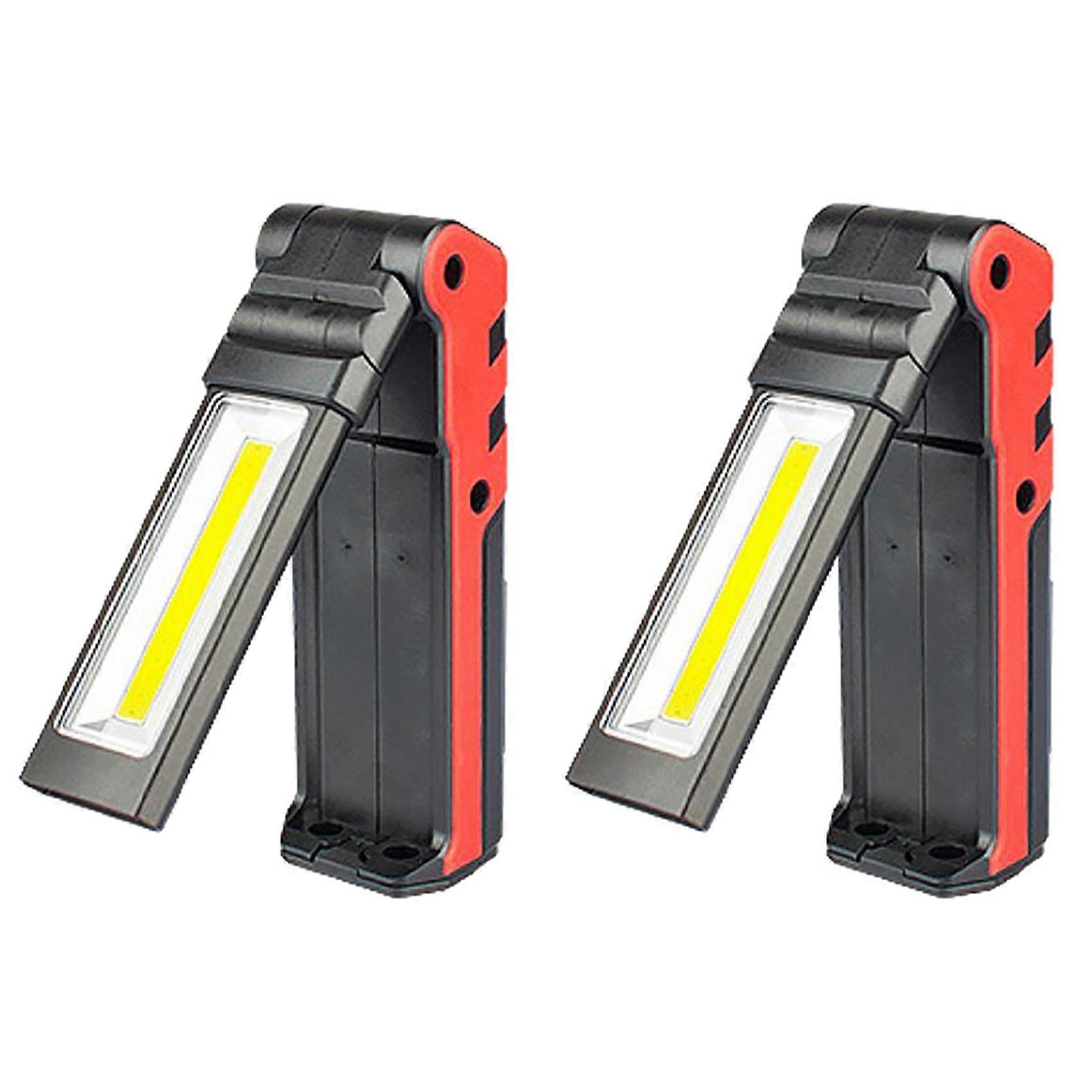 2X Super Bright COB LED Working Light with Magnetic Base & Hook USB Rechargeable Dimmable Flashlight