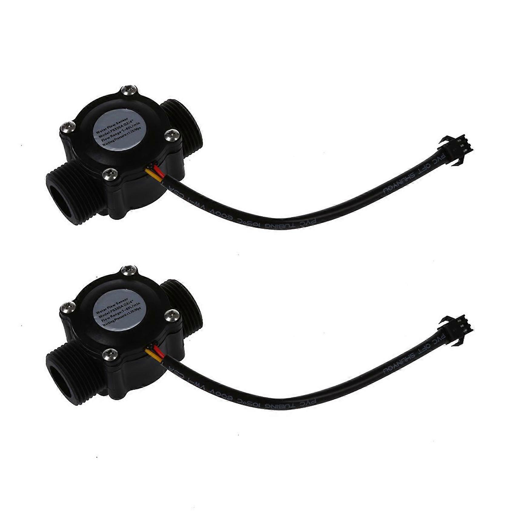 2X 1-60L/Min DC 5-24V Hall Effect Water Flow Sensor Counter Meter FS300A