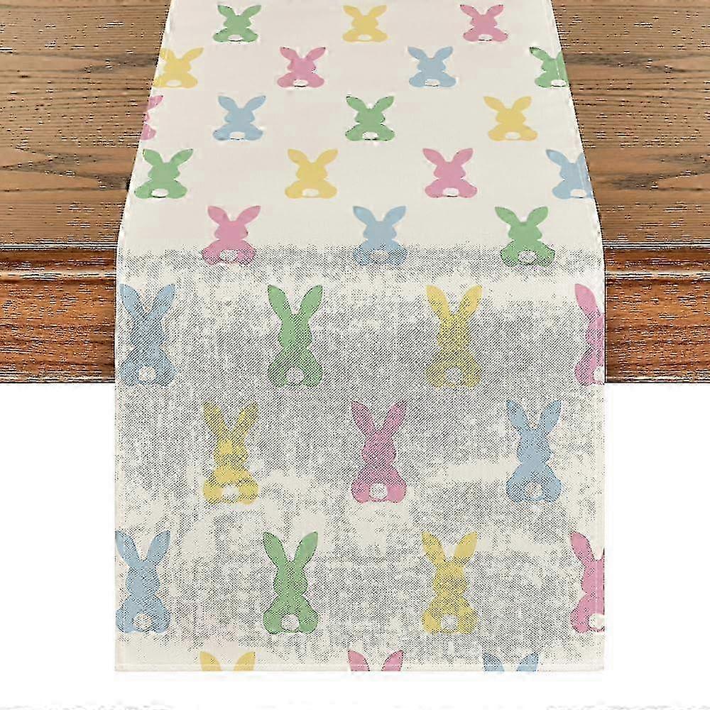 Bunny Rabbit Easter Spring Kitchen Dining Table Runner for Kitchen Dining 13x90 Inch 25-26