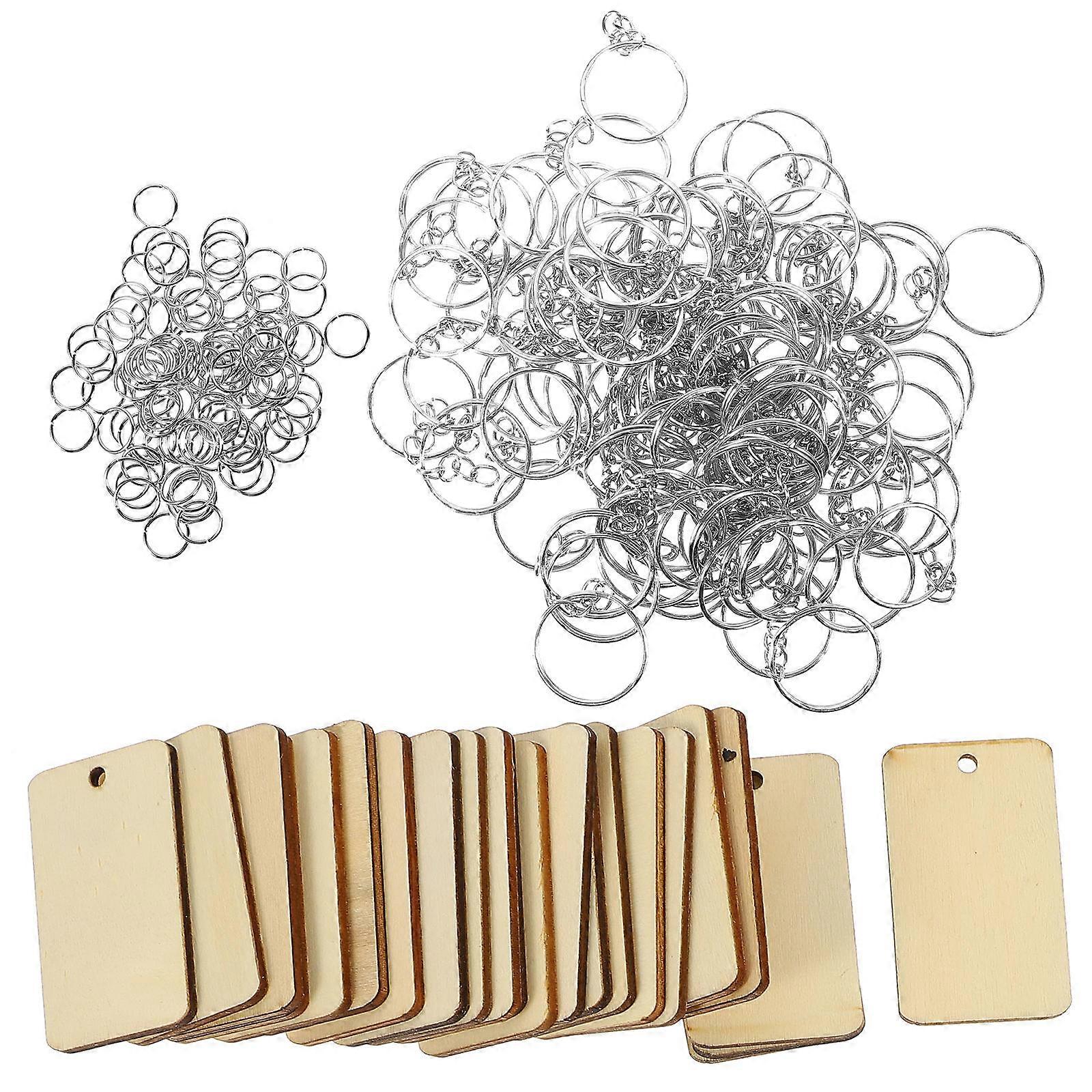 Wooden Key Holder for DIY 2Sets of Rectangle Blank Key Chain Blanks