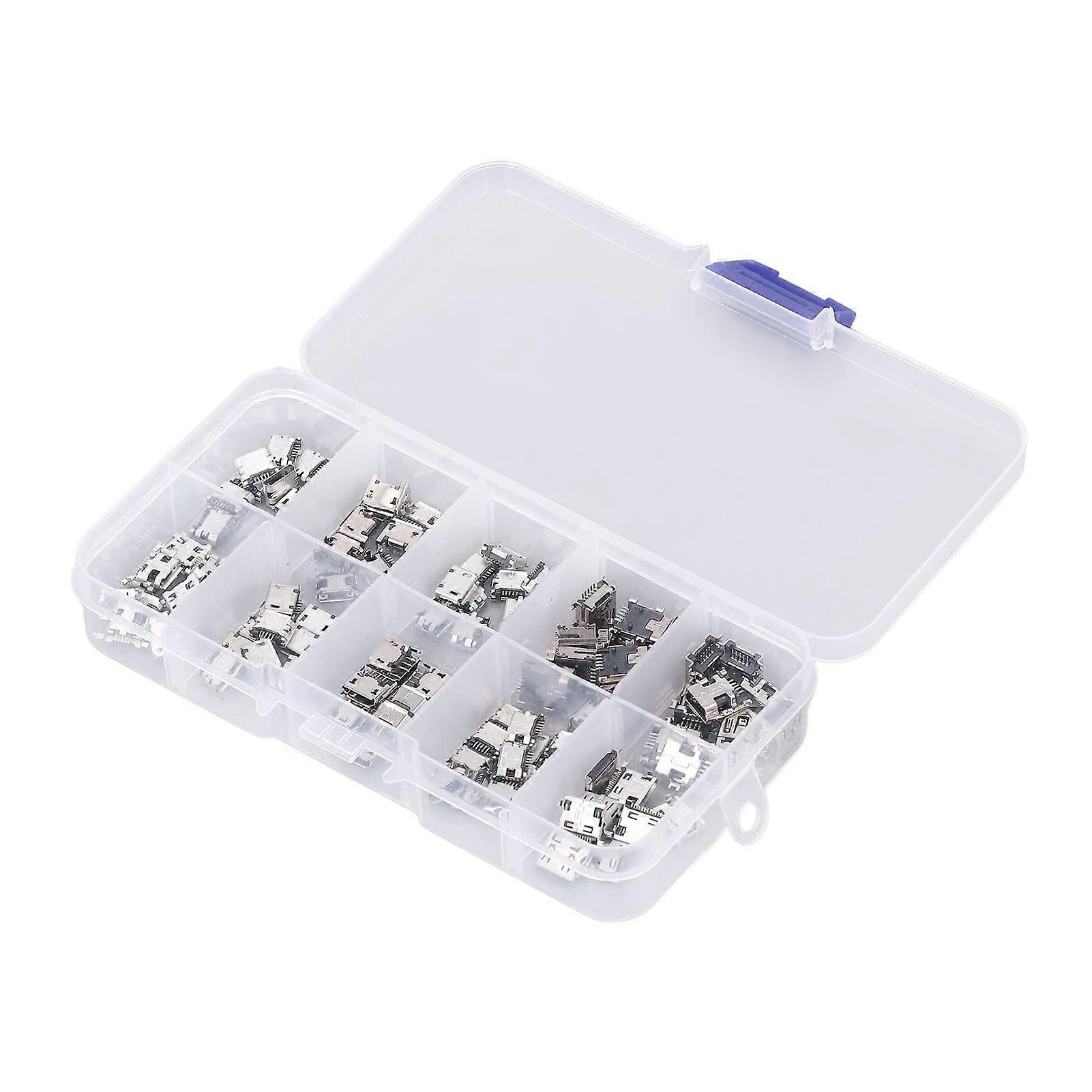 100 Pcs Durable Micro USB Female Plug Connectors Bulk for Electronics and DIY Projects