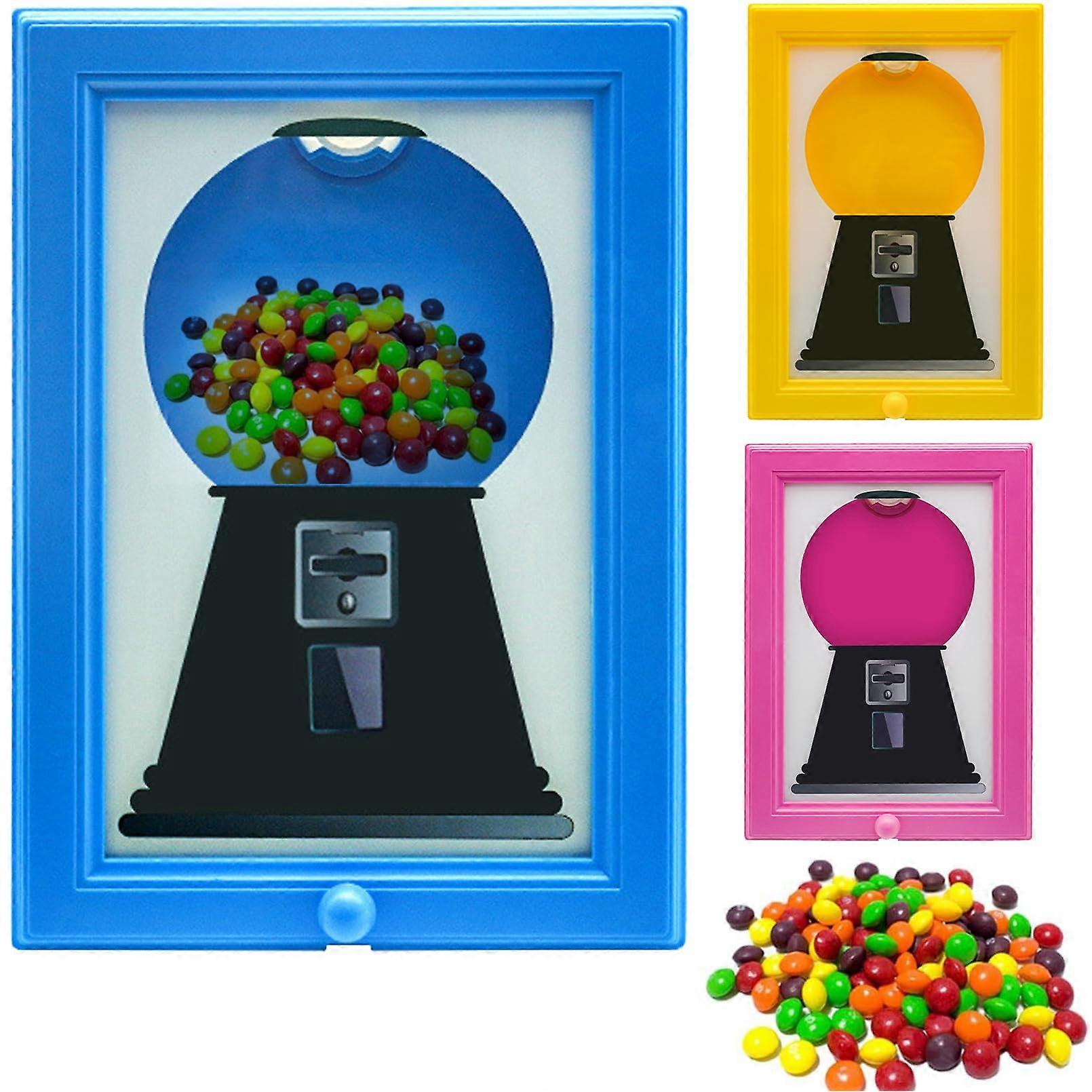 Candy Dispenser Photo Frame with Interactive Push Button, Wall Mounted Dual Function Design, Blue