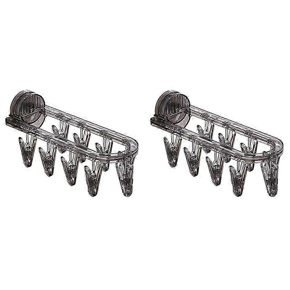 2PC Bathroom Suction Cup Drying Rack Folding Socks Drying Rack,A