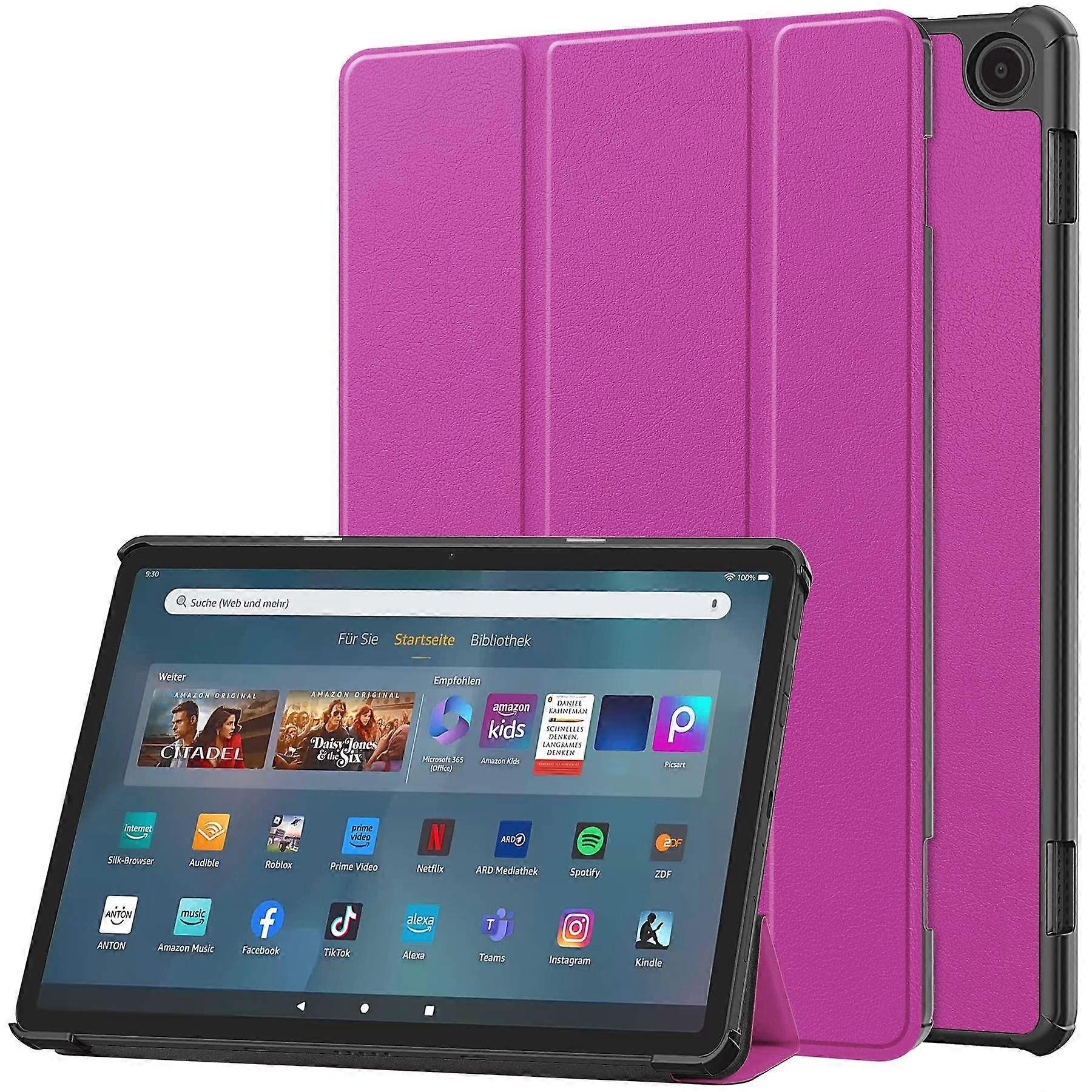 For Amazon Fire Max 11 PU Leather Tablet Case Tr-fold Stand Cover with Auto Sleep/Wake