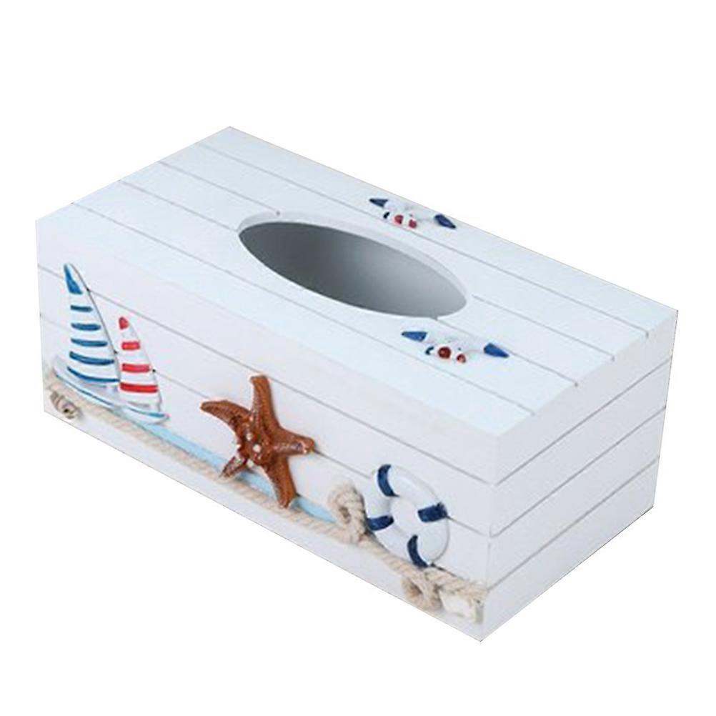 Wooden Storage Box Mediterranean Tissue Box for Storage Use 1Pcs Desktop