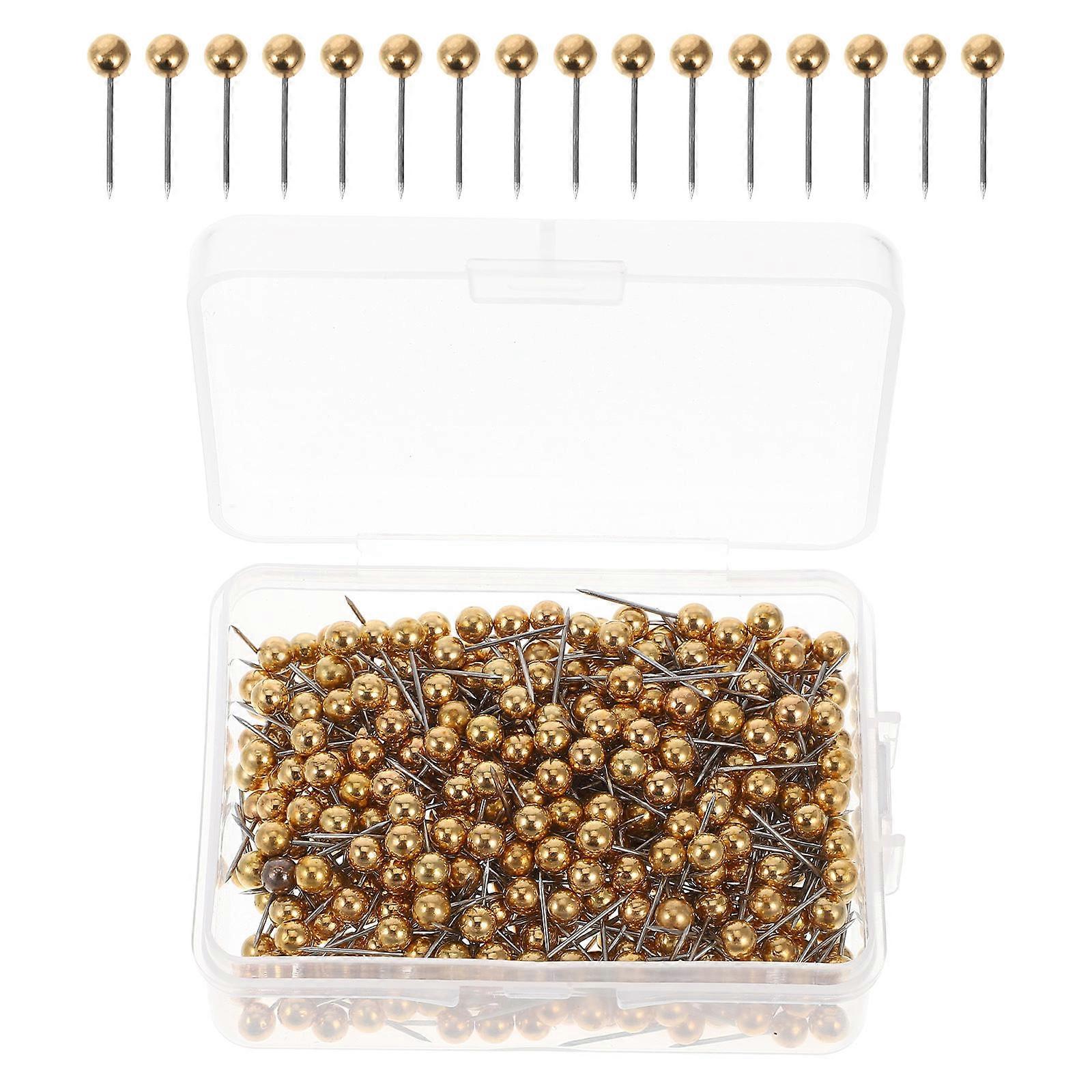 Map Flag Push Pins Round Head Metal Fixed Needle for 800Pcs Golden