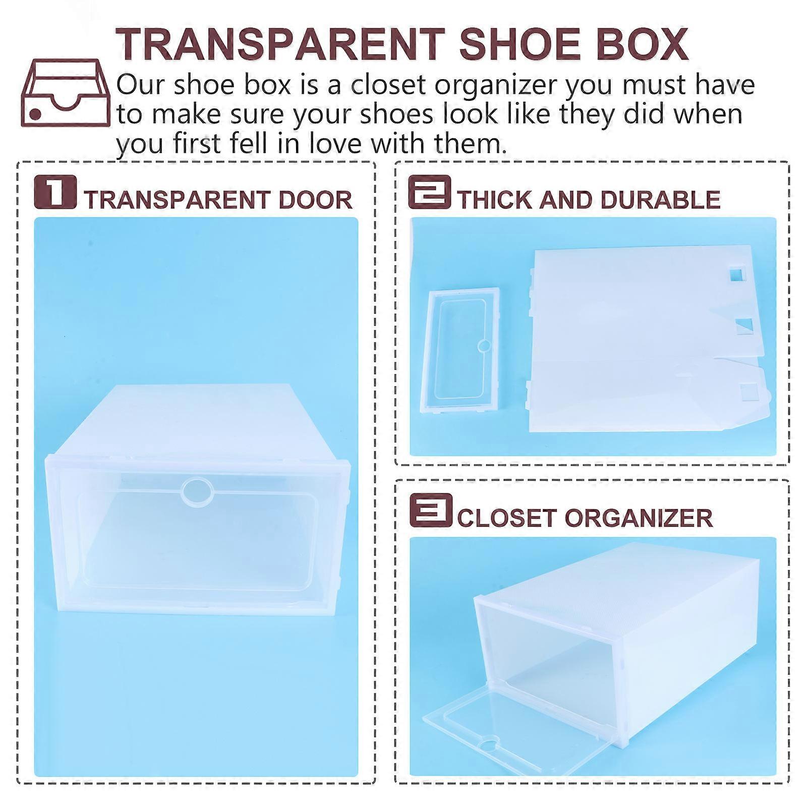 Stackable Shoe Container Plastic Shoes Box for Shoes Storage 4Pcs White