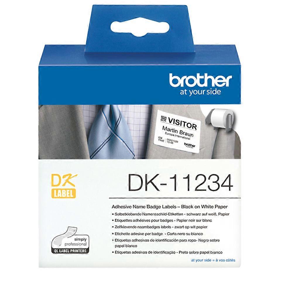 Brother DK-11234, White, Self-adhesive printer label, Removable, Rectangle, Brother QL, 8.6 cm