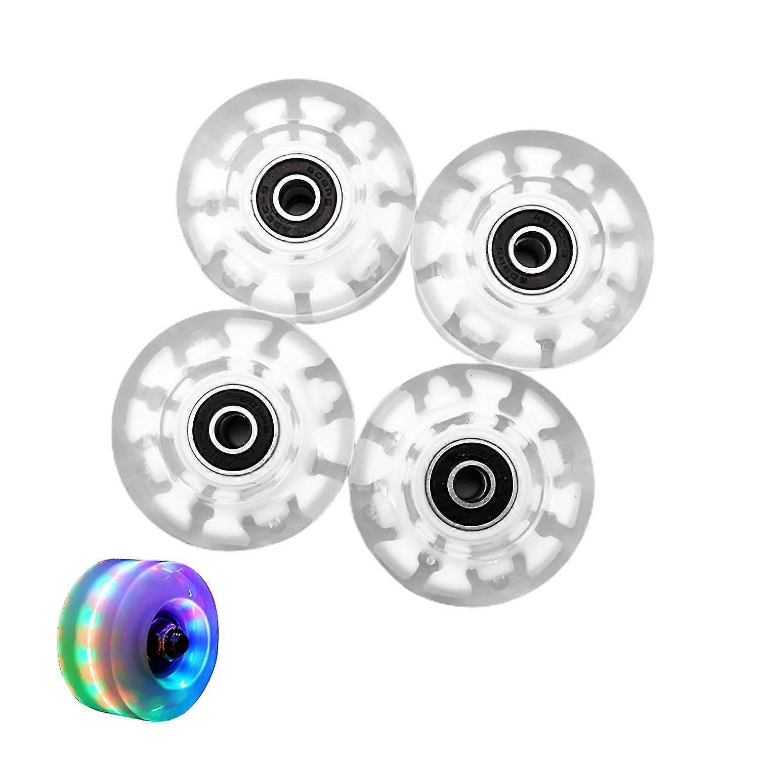 4Pcs Luminous Roller Skating Wheels Flashing Double Row Bearing Skates Accessory