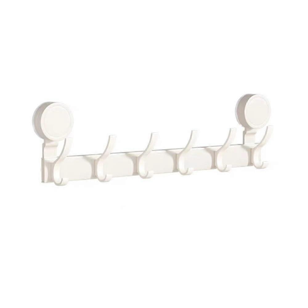 Wall Mounted Clothes Rack with Strong Suction Cup Hooks, NoDrill SpaceSaving Bathroom Towel Hanger