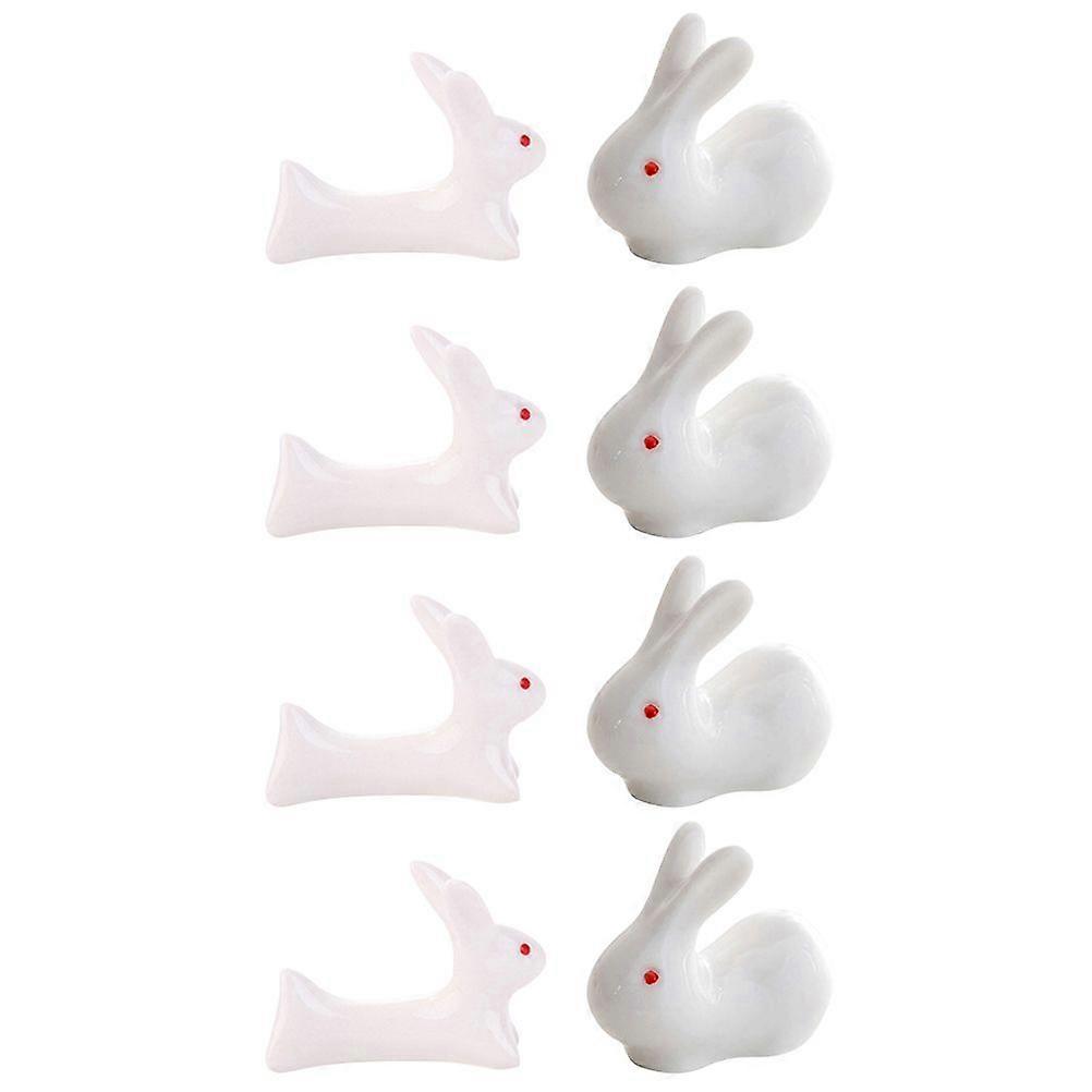 8Pcs Rabbit Ceramic Chopstick Holders Animals Chopstick Rest Easter Decorations