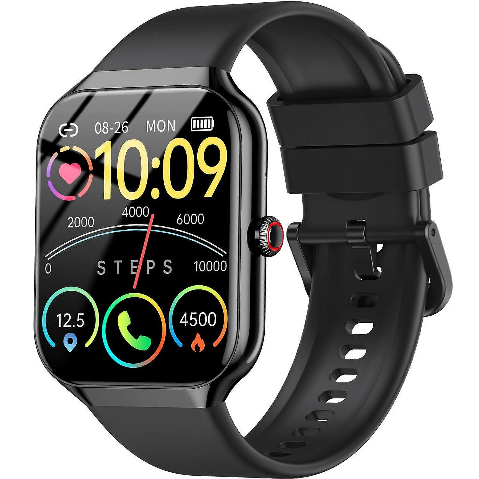 Bluetooth Smartwatch with Call Notifications, 1.96' HD Screen, IP68, Fitness Tracker for Android iOS