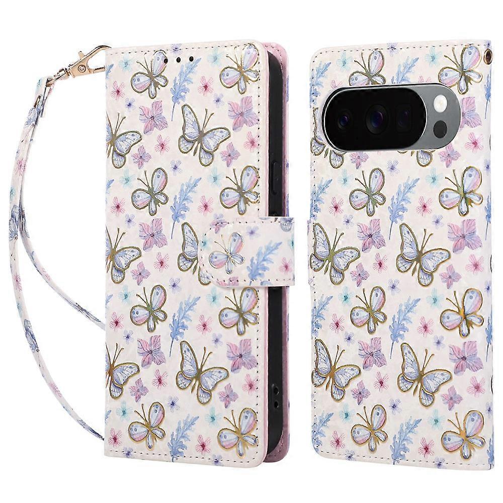 For Google Pixel 10/10 Pro/9/9 Pro Case RFID Blocking Flower Leather Phone Cover