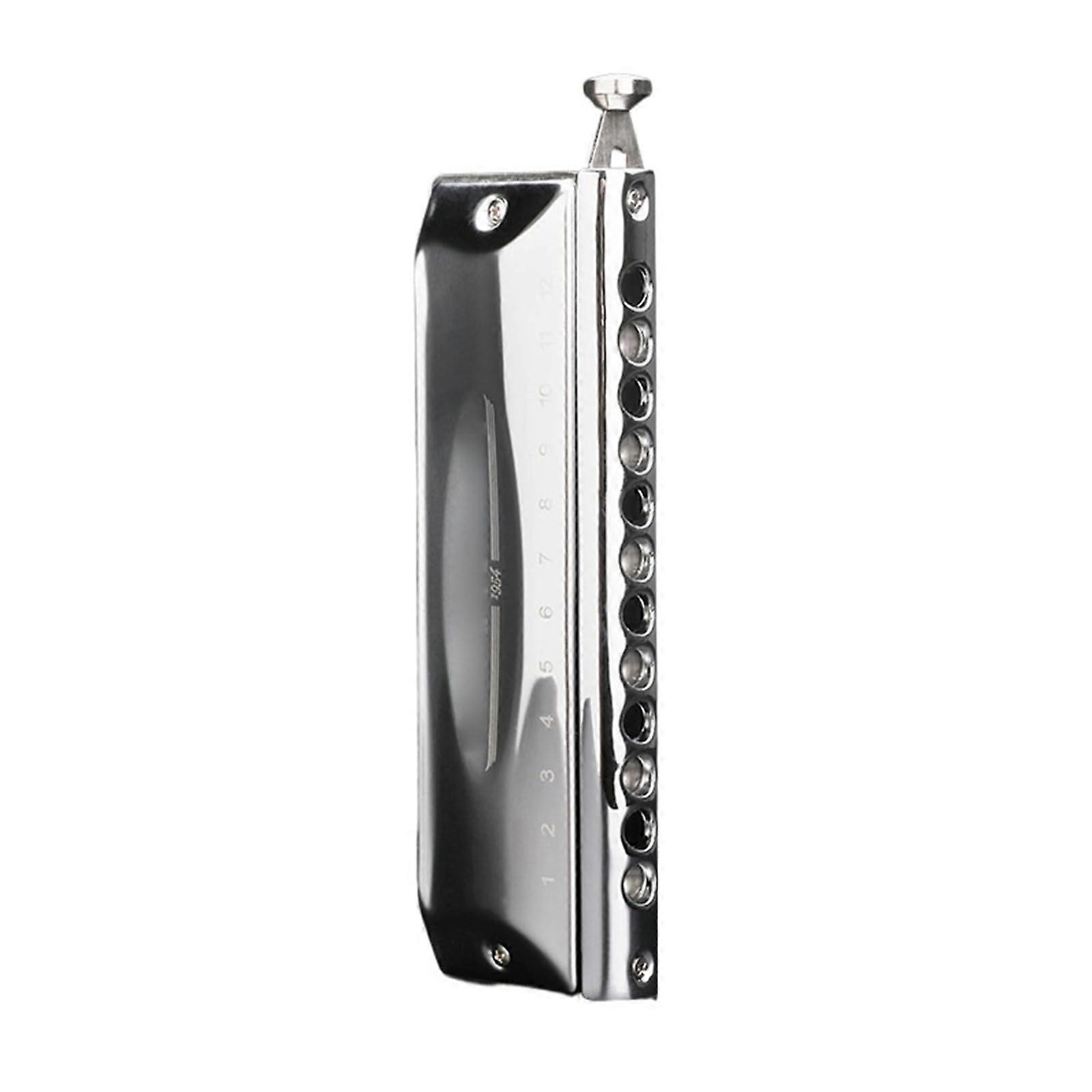 Chromatic Harmonica 12 Hole Key C Professional for Beginners Durable Airtight Structure Silver