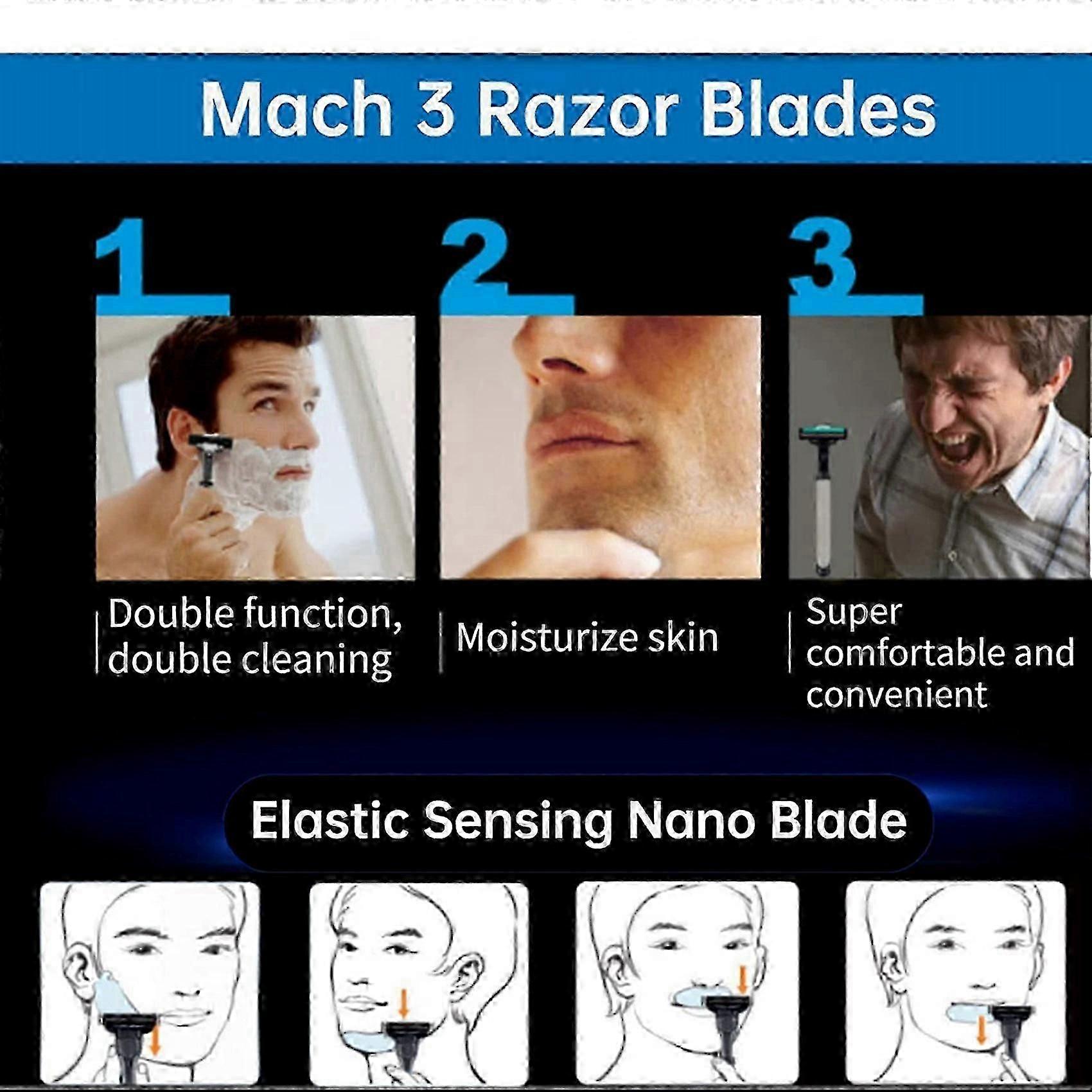 48PCS Mach 3 Blades Refills Suitable For Men, Manual Razor Replacement Blades