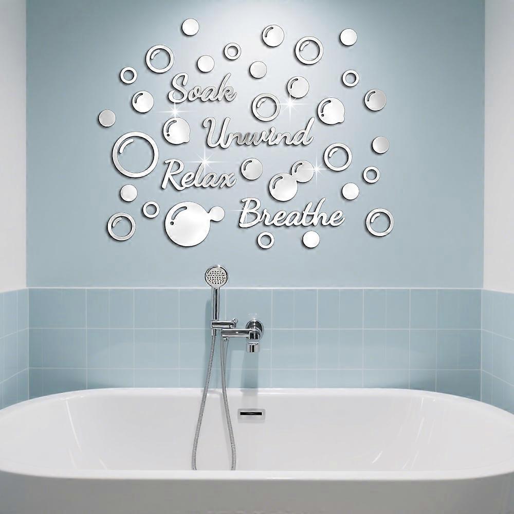 Pattern Acrylic Self-adhesive Mirror Wall Sticker Wall Decorations Silver 300x200x2.8~3mm