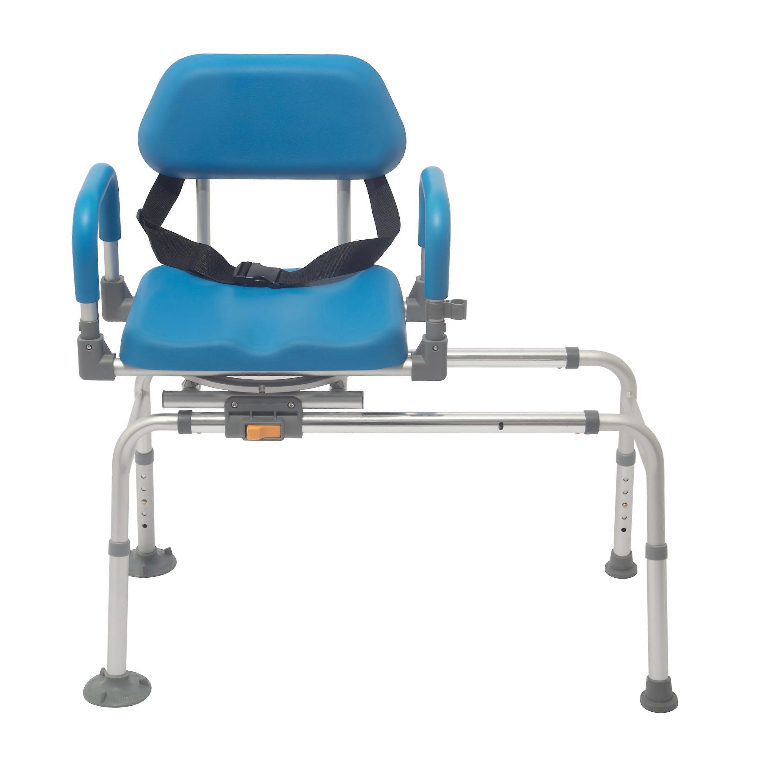 Shower Transfer Bench with Swivel Slide Seat, Padded Backrest, Adjustable Height for Elderly