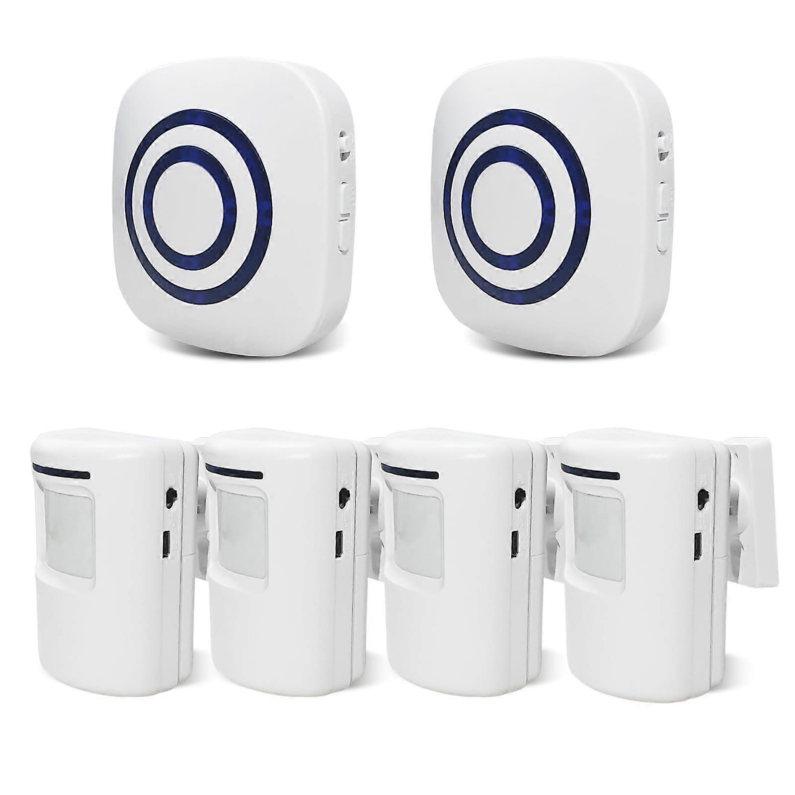 Wireless Driveway Alarm System with Long Range Motion Sensors and 2 Plugin Receivers for Home Security