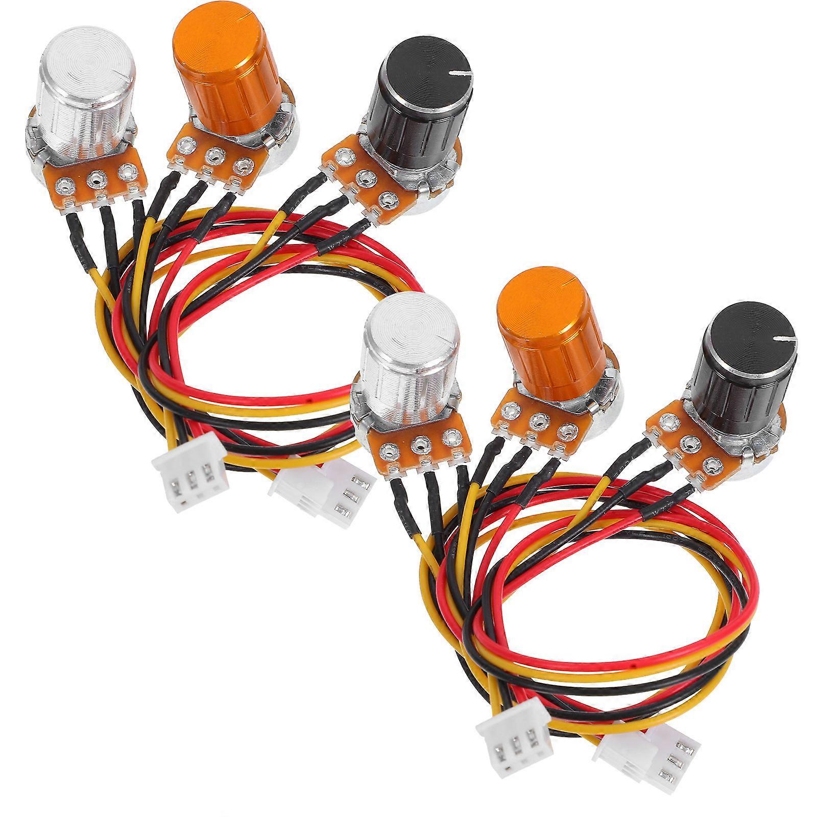 Iron Shaft Potentiometer with Knob for Audio Equipment 6Sets Adjustable Variable Resistor