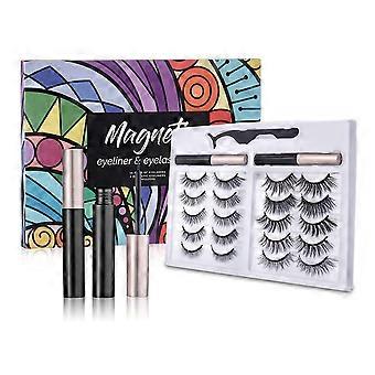 10 Paar wiederverwendbare 5D-Magnetwimpern + 2 Tuben Eyeliner & Pinzette – wasserfest, natürlicher Look, starker Halt, kompatibel mit magnetischem Eyeliner