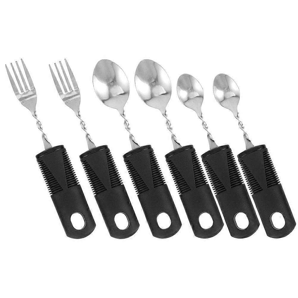 Adaptive Tableware Elderly Utensils for Comfortable Use 6Sets Portable