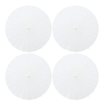Conjunto de 4 guarda-chuvas de papel branco de 84 cm (33 polegadas) - Estilo chinês/japonês, em branco, para decoração de chá de panela, casamento, ensaio fotográfico e festa do chá.