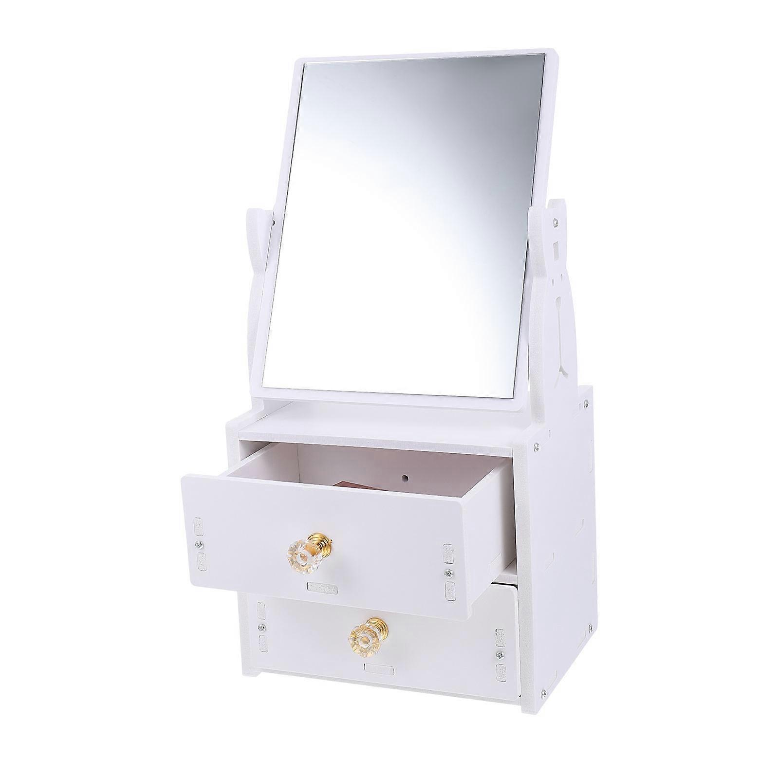Vanity Mirror White Tabletop Storage Box for Makeup