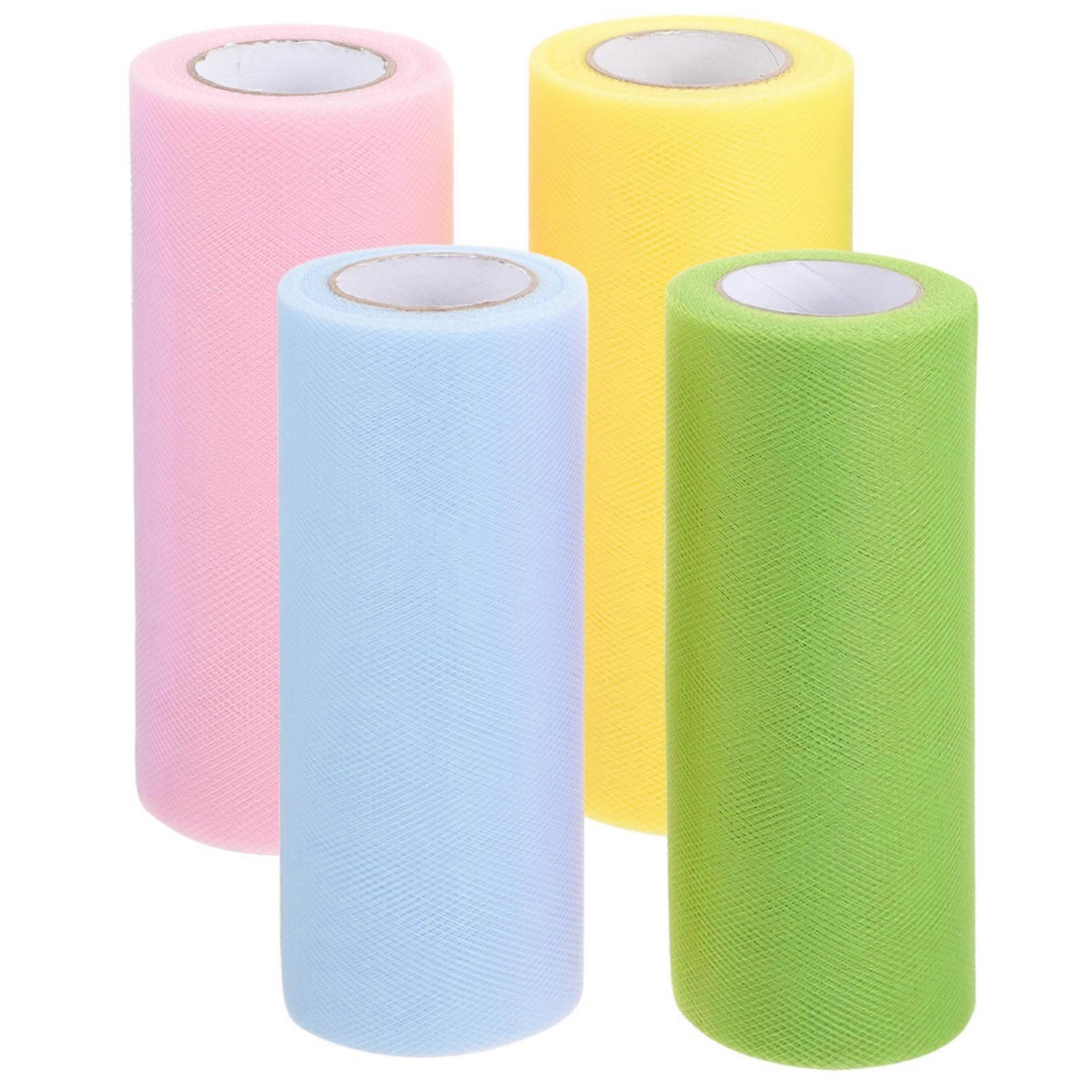 Silk Ribbon Multi-Function Tulle for Wedding Decoration 4 Rolls Assorted Color