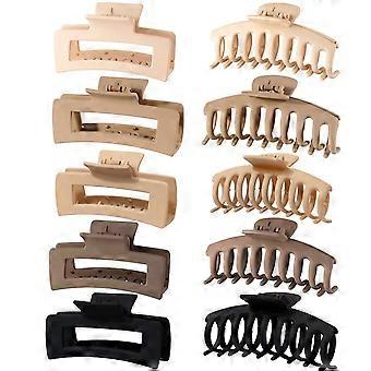 10 Pack 4.4 "Clip per capelli di grandi dimensioni, clip ad artiglio, clip per capelli per donne e ragazze, 2 stili 5 colori design del dente interno Clip per capelli ad artiglio opaco a tenuta forte per Wo
