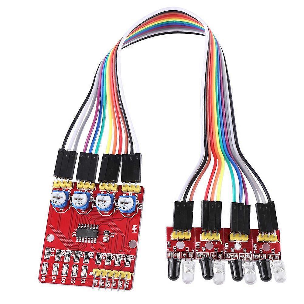 4-channel Infrared Reflection Tracking Sensor Module Set Smart Car Obstacle Avoidance PCB