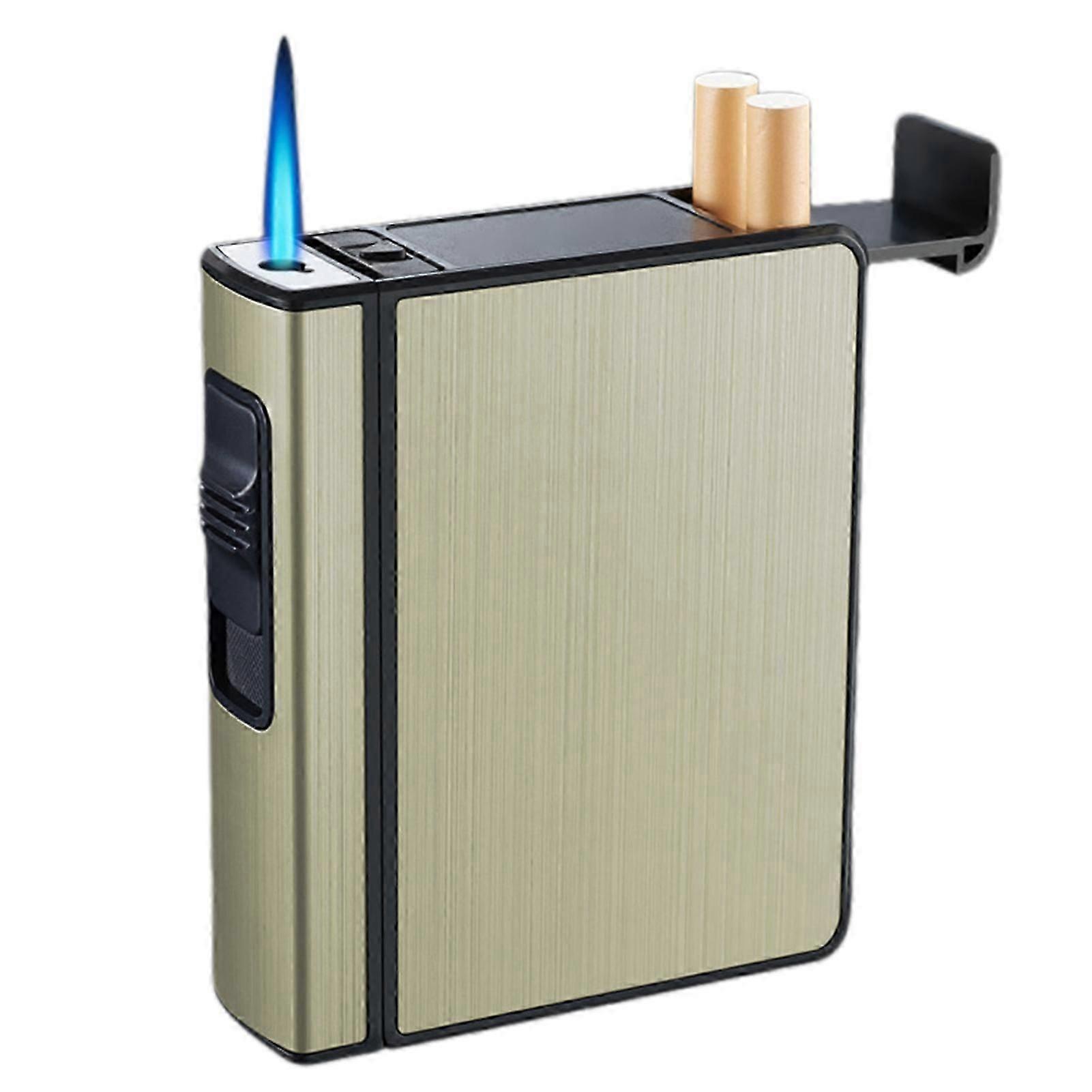 Refillable Windproof Lighter with 20 Cig Case for Men