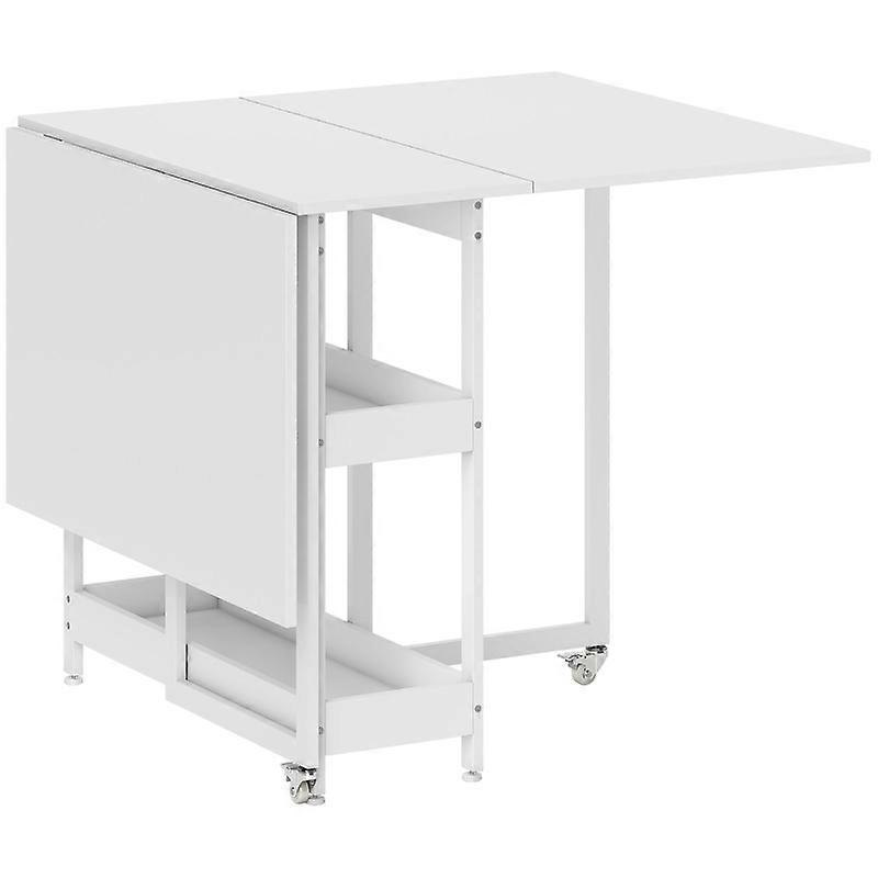 Rectangle Folding Table with 2 Wheels and Metal Frame