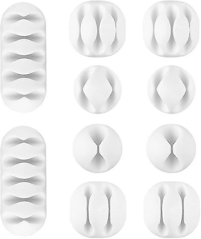 10 Pack Cable Ties - Cable Management System Desktop Cable Holder For Computer Or Mouse Cable, White