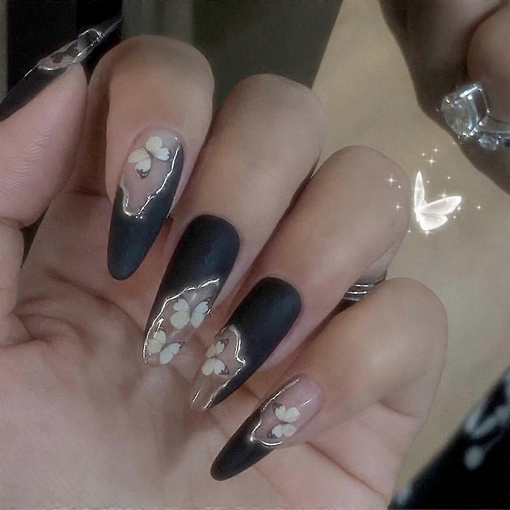 24pcs Baroque Butterfly False Nails Removable Manicure Patch